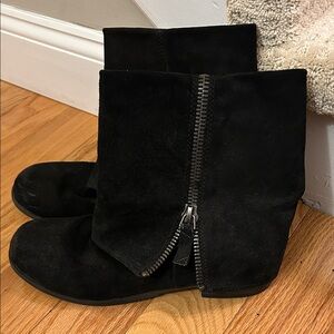 Black Suede Side-Zip Ankle Boots - Women